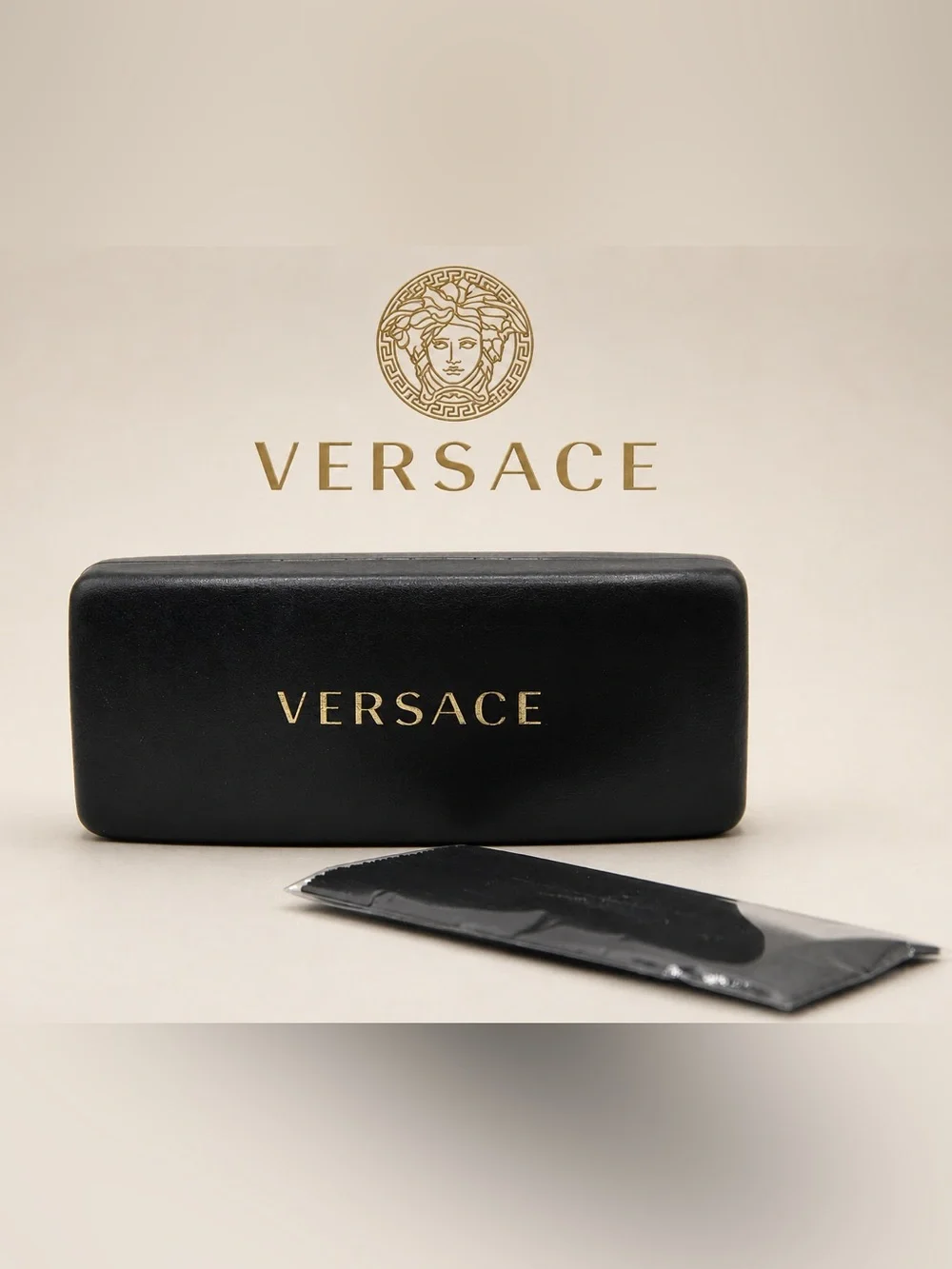 Versace Eyewear Case + Cleaning Cloth | Black Gold